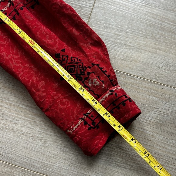 Chicos Womens 1 Medium Button Up‎ Silk Linen Blend Paisley Geometric Blouse - Picture 10 of 10